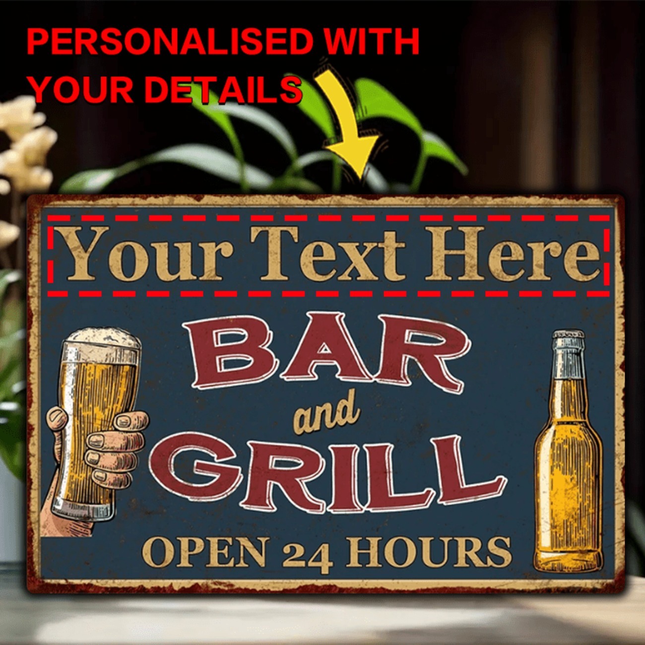 Home Bar Accessories - Letrero Metálico de Aluminio Personalizable para