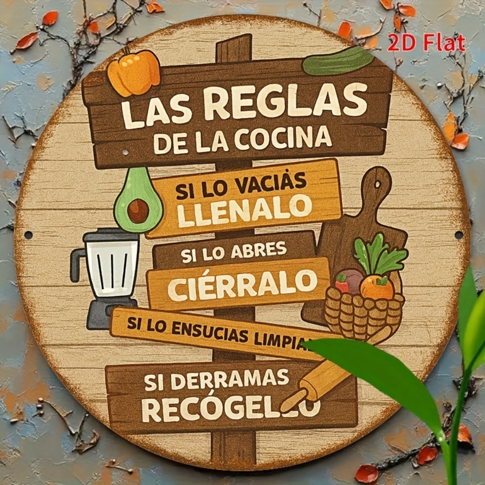Home Bar Signs - Letrero de Cocina Rústico Bilingüe con