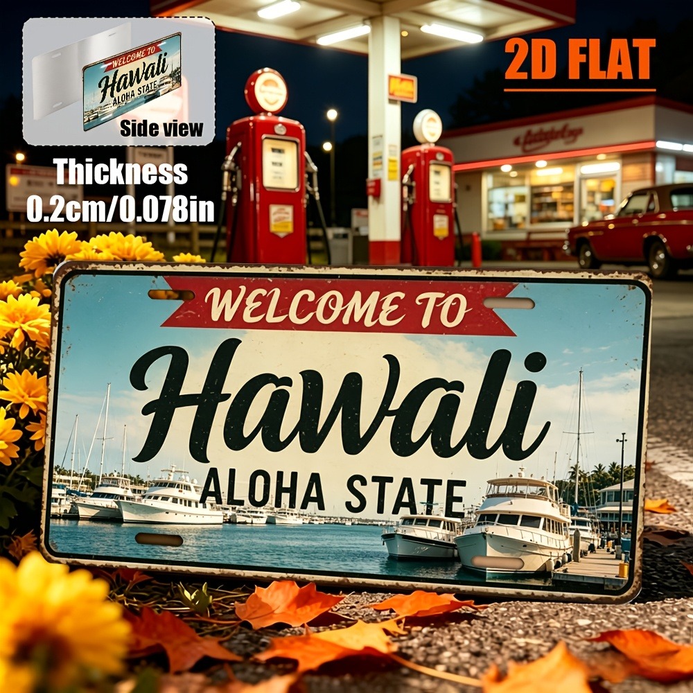 Home Bar Signs - Letrero Retro Hawaiano Plano 2D Personalizable,