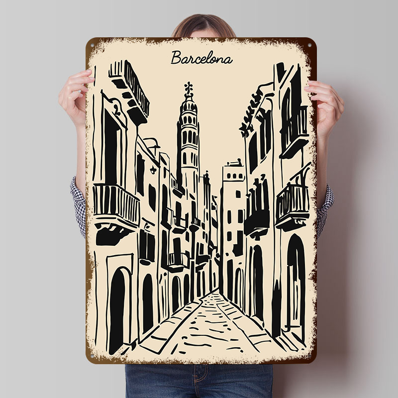 Home Barcelona - Póster Metálico de Calle de Barcelona,