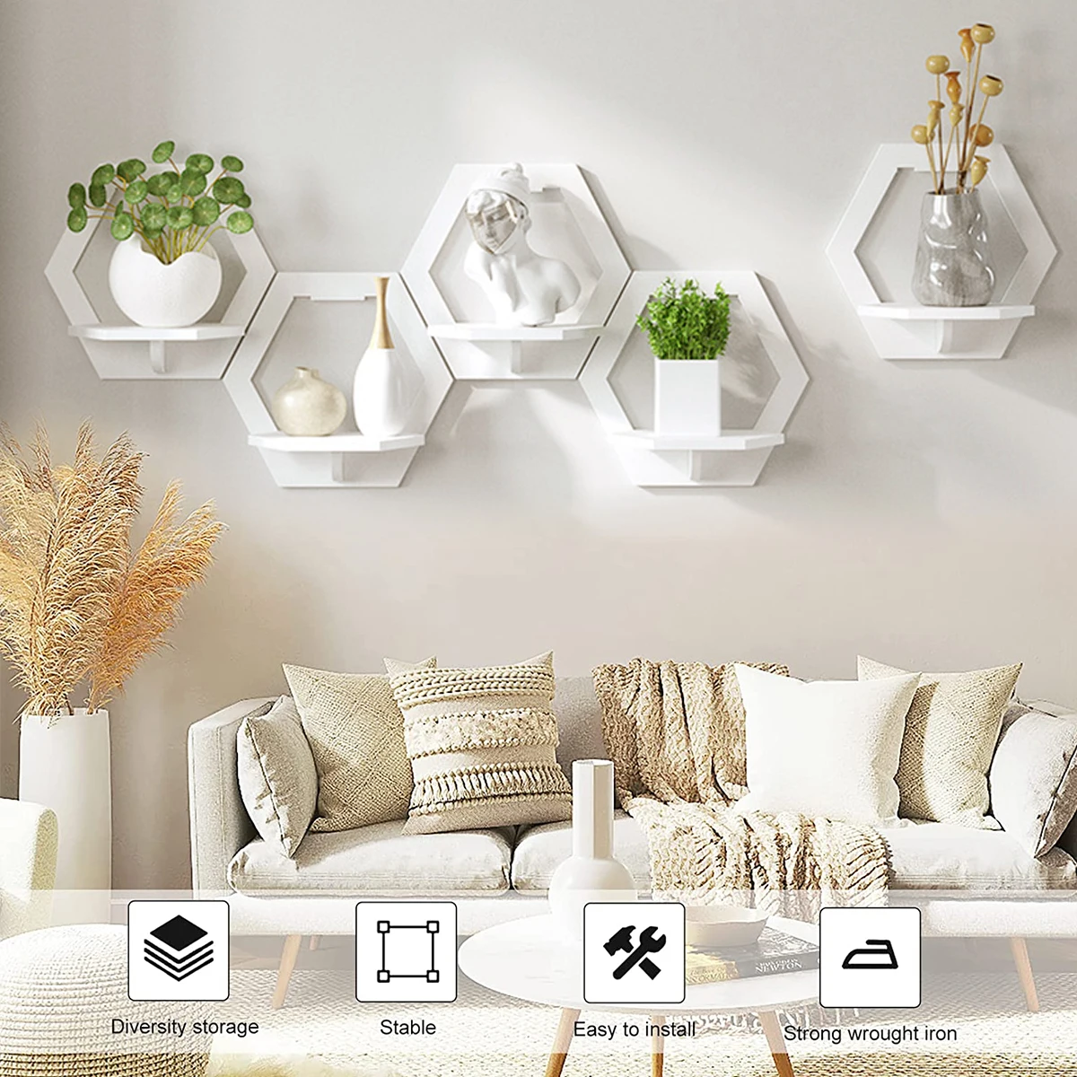 Estante de pared hexagonal sin - Home Bar Shelves reseña y precio