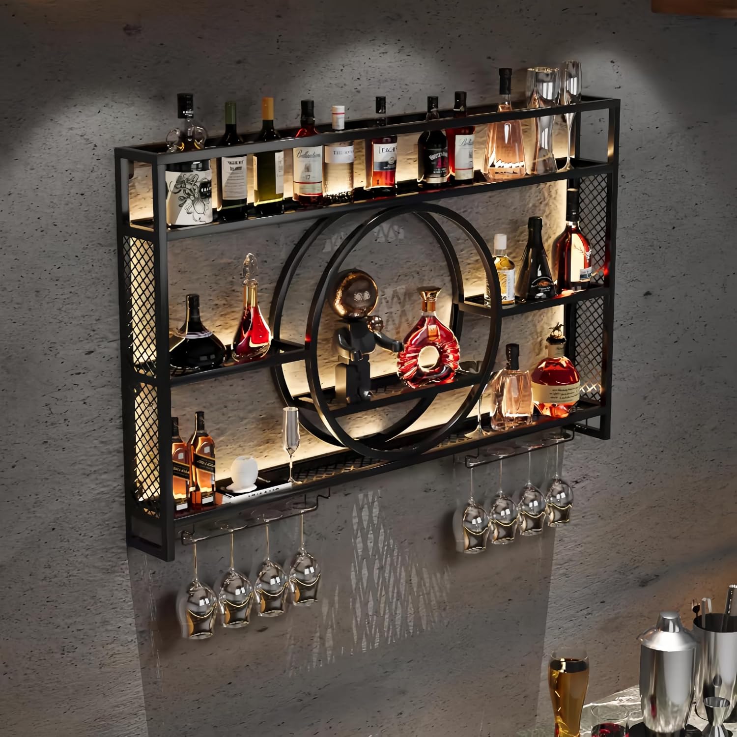 Estante de Pared Metálico Negr - Home Bar Shelves reseña y precio
